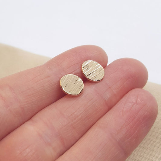 Handmade Large Gold Textured Studs - Katherine Seaman Jewellery