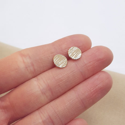 Small Handmade Gold Textured Studs - Katherine Seaman Jewellery