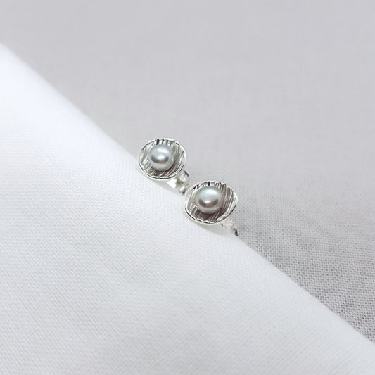 Small Grey Pearl and Silver Earrings - Katherine Seaman Jewellery