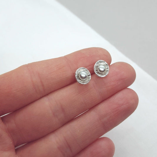 Small Grey Pearl and Silver Earrings - Katherine Seaman Jewellery