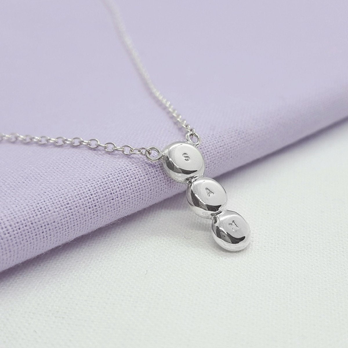 Triple Initial Silver Necklace - Katherine Seaman Jewellery