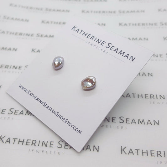 Grey Keshi Pearl and Silver Earrings - Katherine Seaman Jewellery