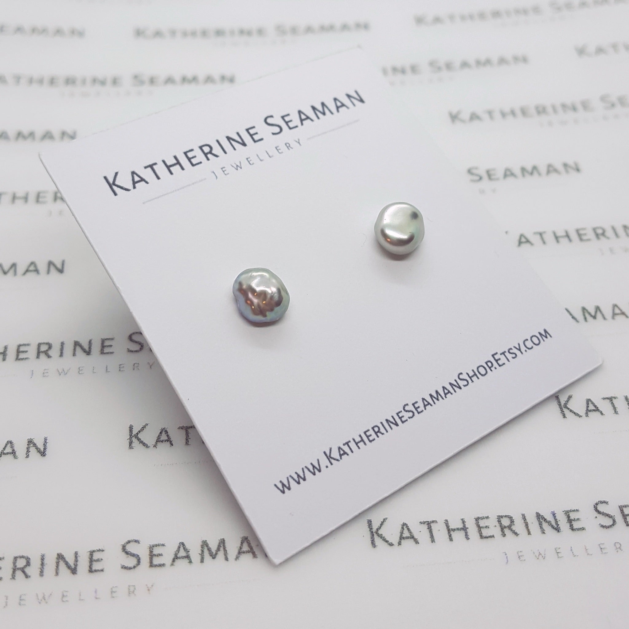 Grey keshi pearl silver earrings