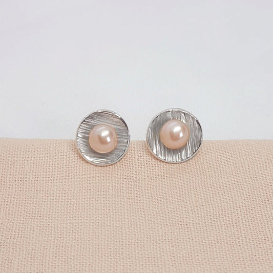 Handmade silver freshwater pearl earrings