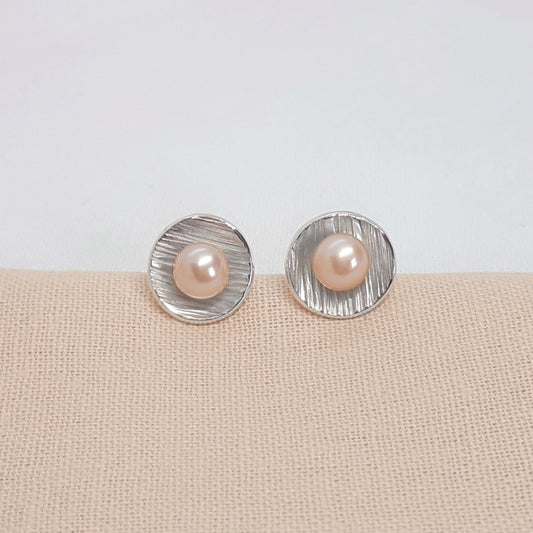 Handmade silver freshwater pearl earrings