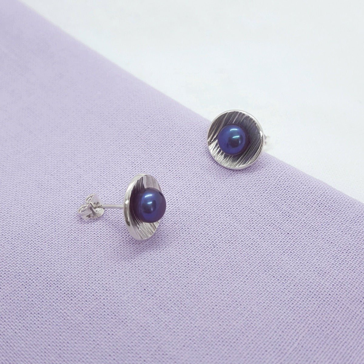 Large peacock Pearl and Silver Earrings - Katherine Seaman Jewellery