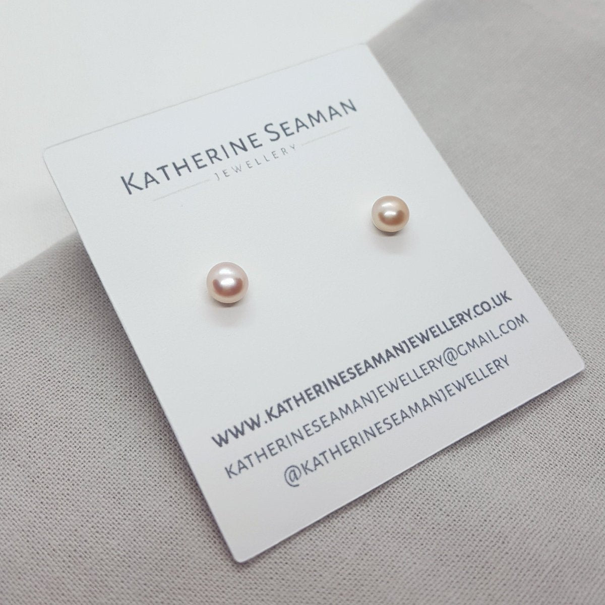 Medium Peach Pearl and Silver Earrings - Katherine Seaman Jewellery