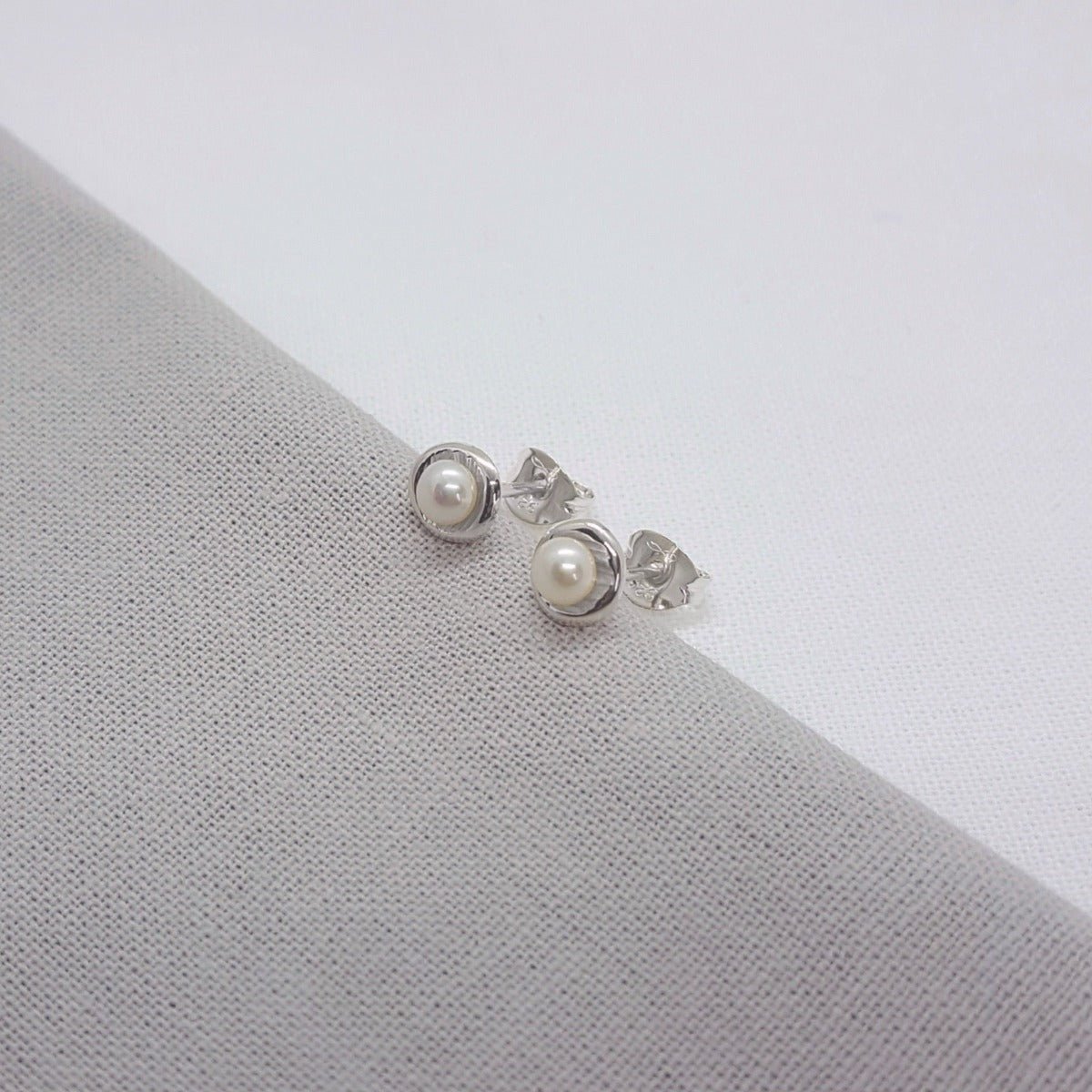 Mini White Pearl and Silver Earrings - Katherine Seaman Jewellery