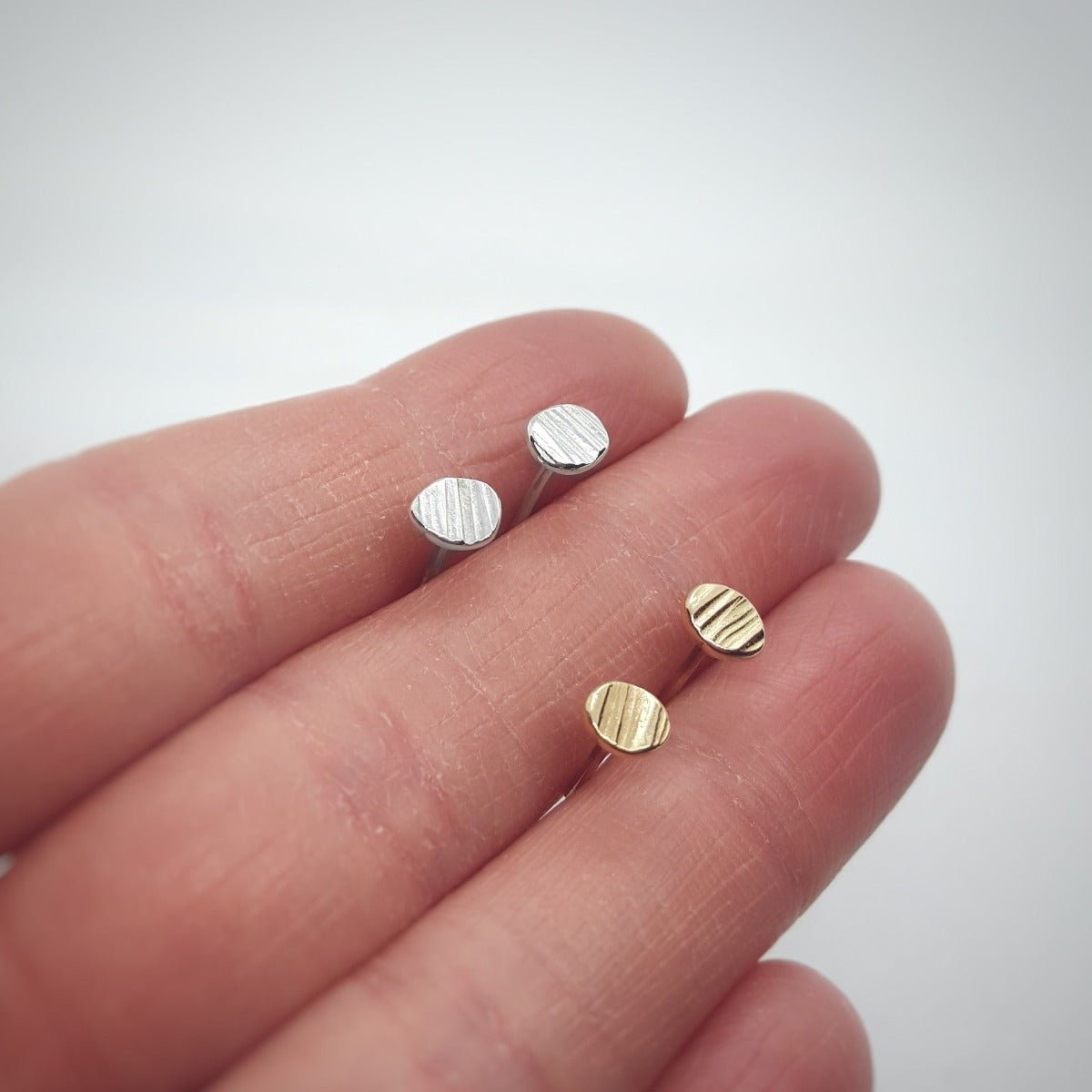 Mini Silver Handmade Textured Earrings - Katherine Seaman Jewellery