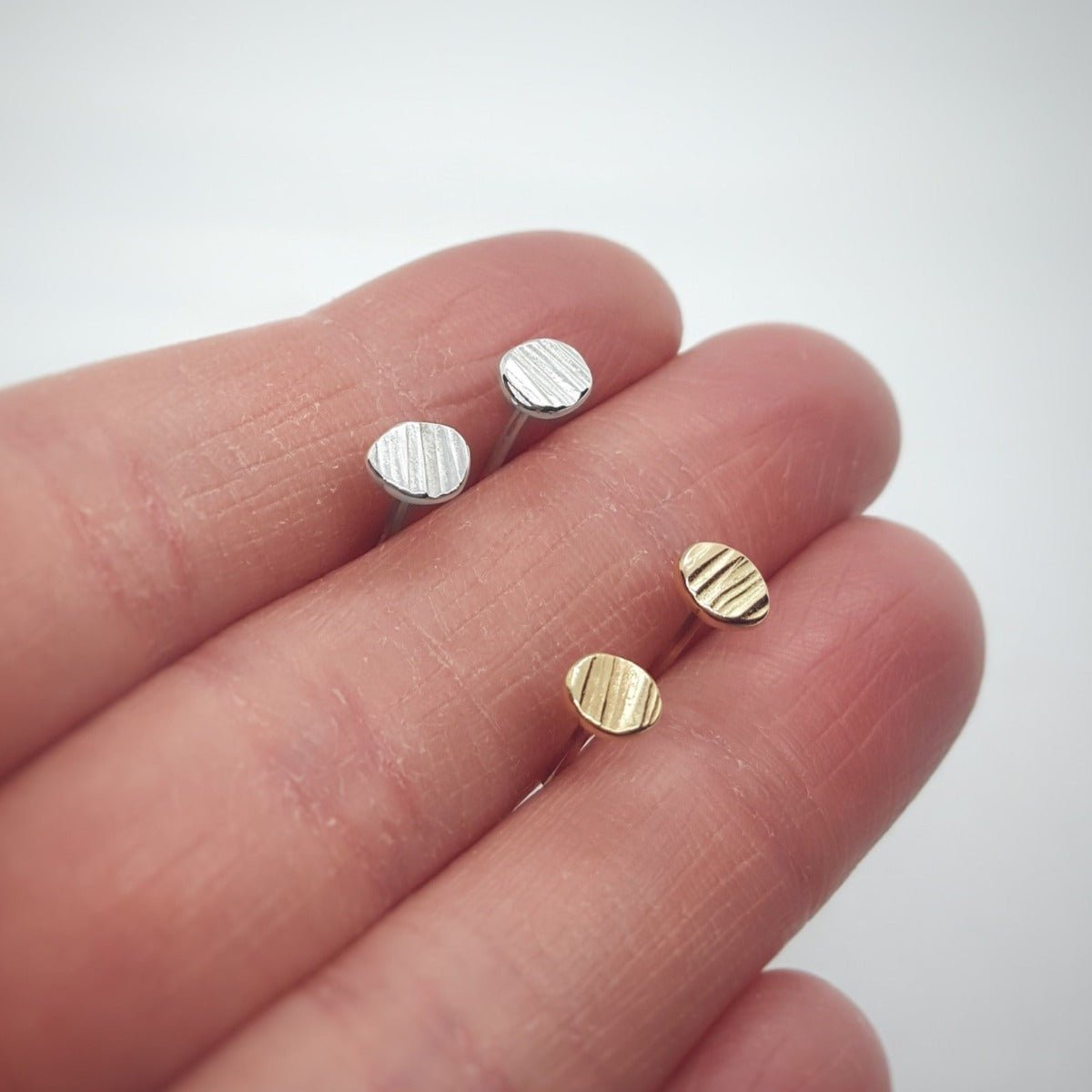 Mini Yellow Gold Textured Studs - Katherine Seaman Jewellery