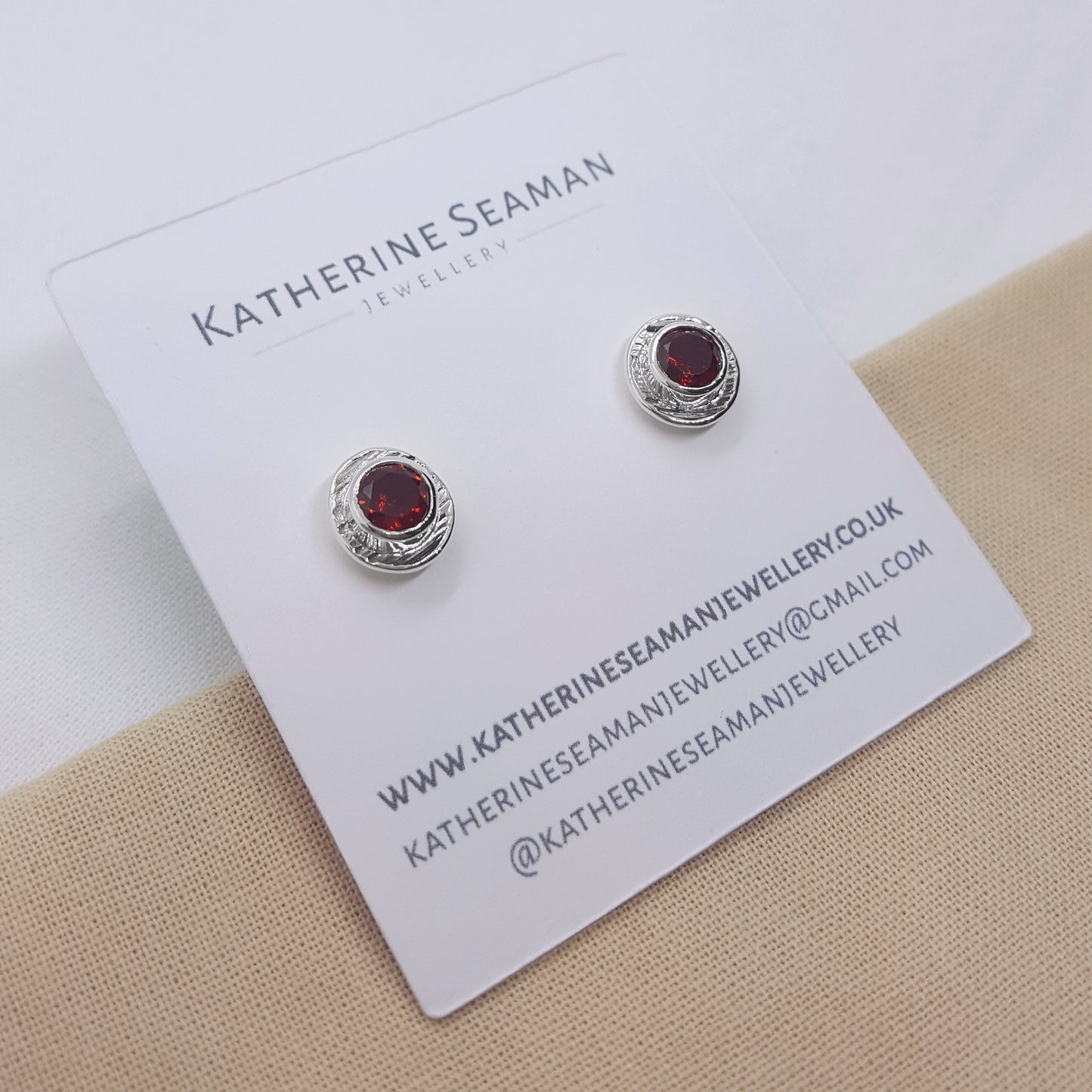 Mozambique Garnet and Silver Earrings - Katherine Seaman Jewellery