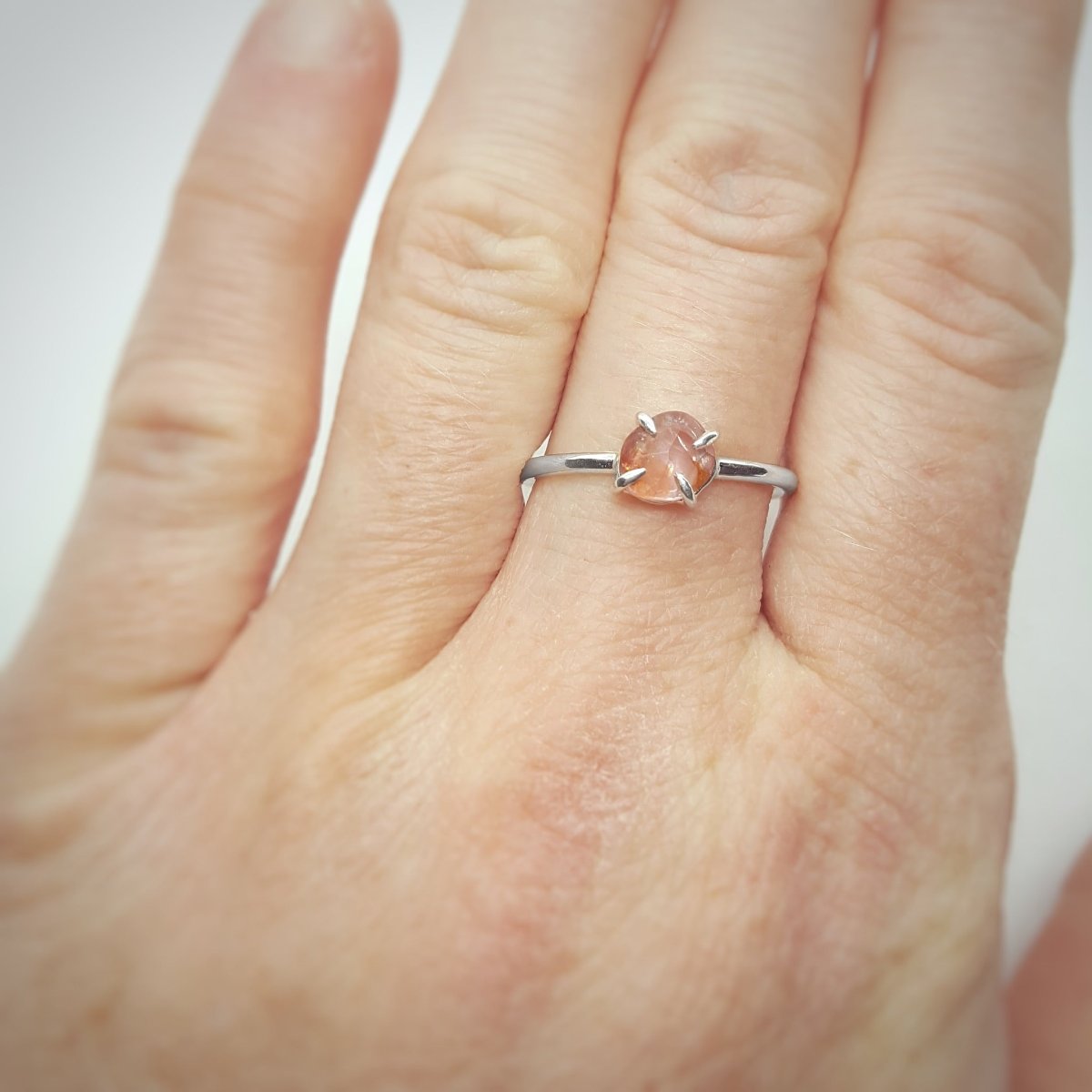 Peach Tourmaline and Silver Ring - Katherine Seaman Jewellery