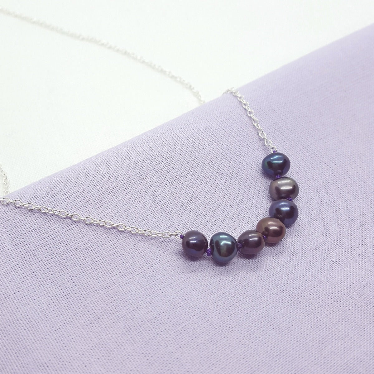 Peacock Pearl and Silver Necklace - Katherine Seaman Jewellery