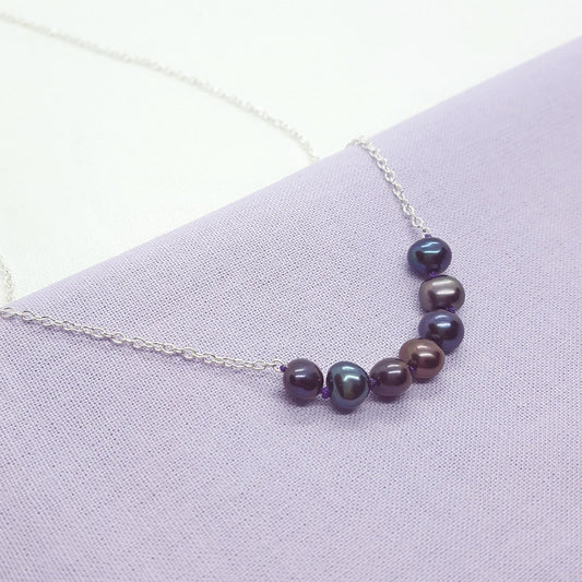 Peacock Pearl and Silver Necklace - Katherine Seaman Jewellery