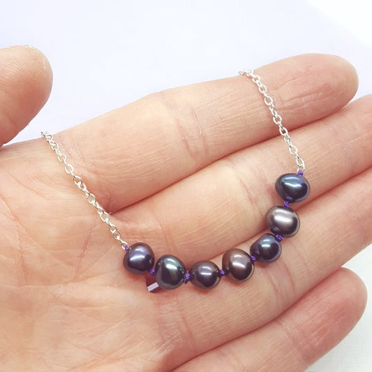 Peacock Pearl and Silver Necklace - Katherine Seaman Jewellery