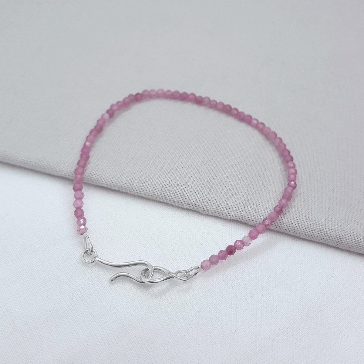Mini Pink Tourmaline and Silver Bracelet - Katherine Seaman Jewellery