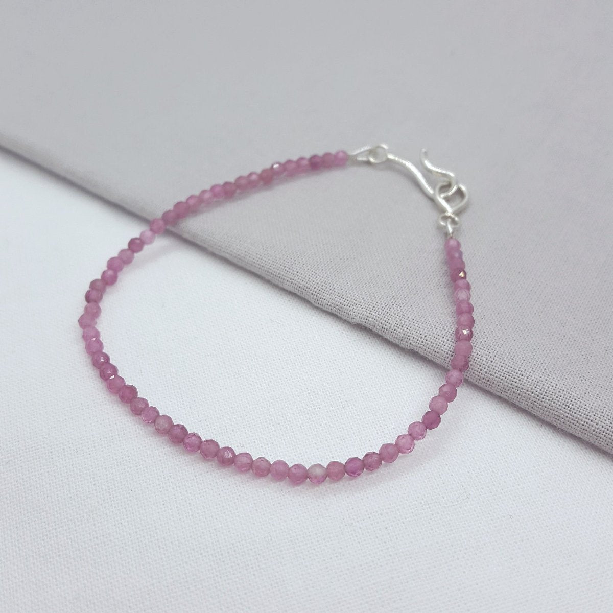 Mini Pink Tourmaline and Silver Bracelet - Katherine Seaman Jewellery