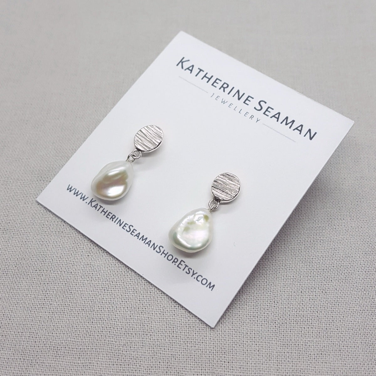 Keshi Pearl Silver Drop Earrings - Katherine Seaman Jewellery