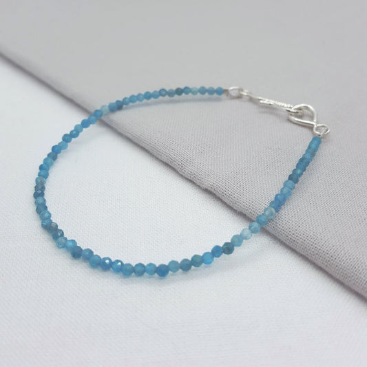 Mini Blue Apatite and Silver Bracelet - Katherine Seaman Jewellery