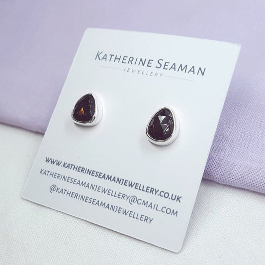 Black Tourmaline and Silver Earrings - Katherine Seaman Jewellery