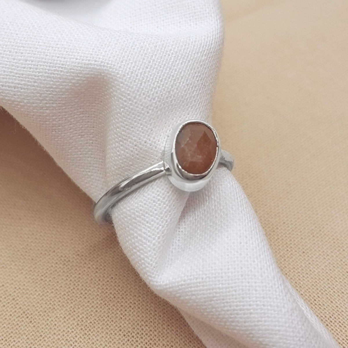 Brown Rose Cut Sapphire and Silver Ring - Katherine Seaman Jewellery