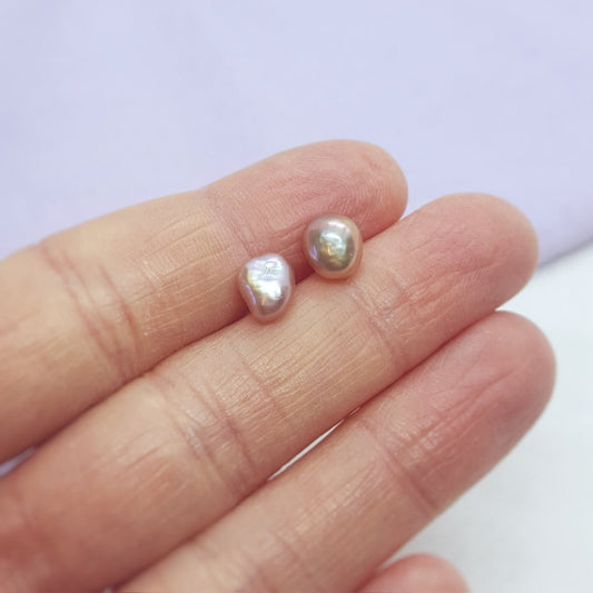 Dark Pink Keshi Pearl and Silver Earrings - Katherine Seaman Jewellery