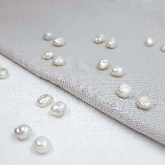 Imperfect White Keshi Pearl and Silver Earrings - Katherine Seaman Jewellery