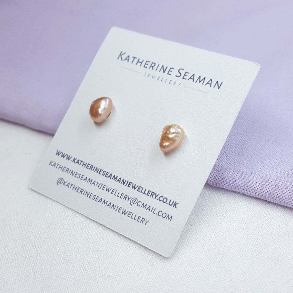 Light Pink Keshi Pearl and Silver Earrings - Katherine Seaman Jewellery