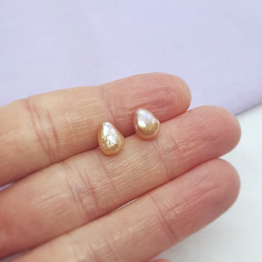 Light Pink Keshi Pearl and Silver Earrings - Katherine Seaman Jewellery
