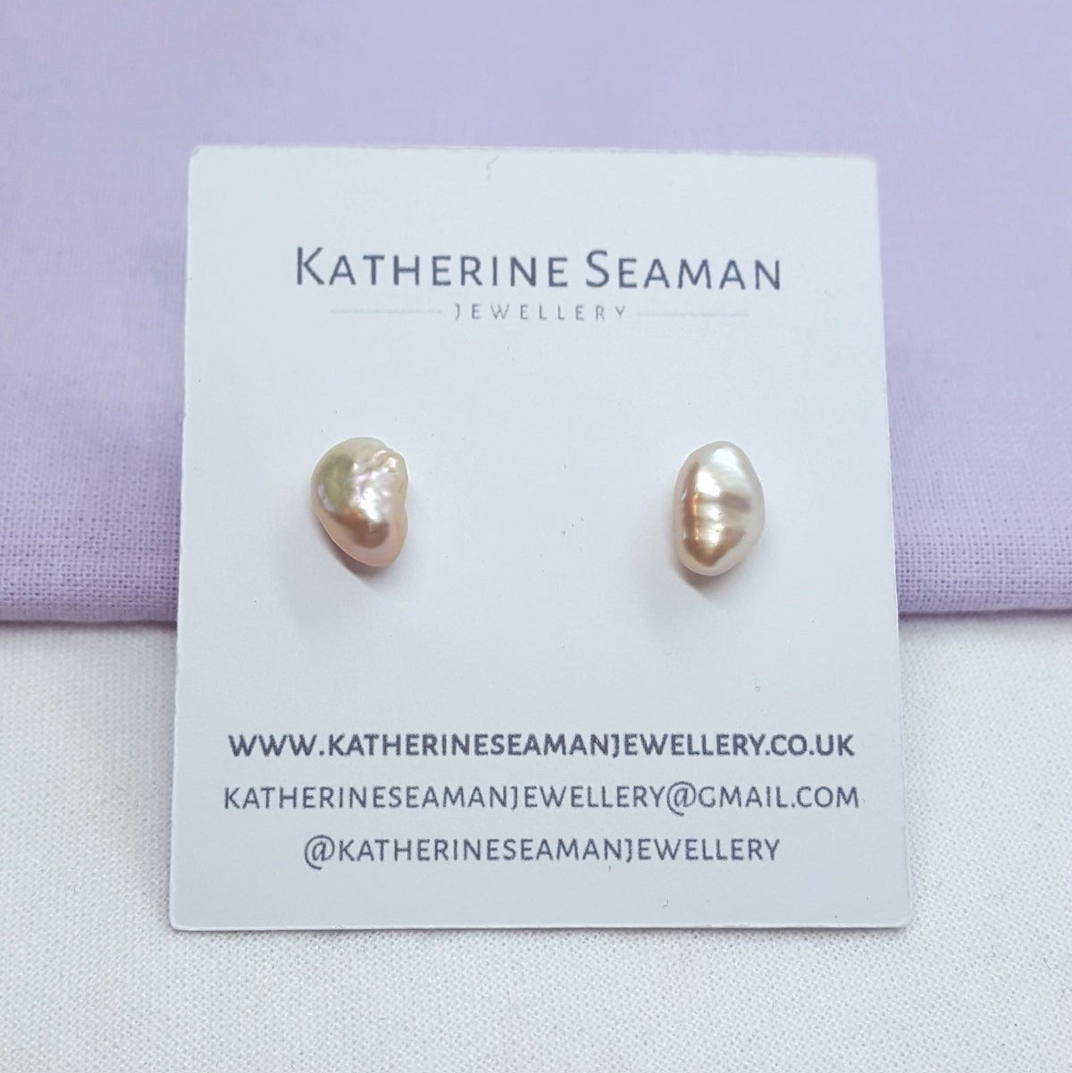 Light Pink Keshi Pearl and Silver Earrings - Katherine Seaman Jewellery