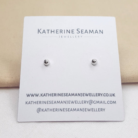 Mini Silver Ball Stud Earrings - Katherine Seaman Jewellery
