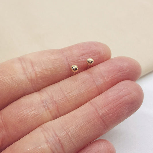 Mini Yellow Gold and Silver Ball Studs - Katherine Seaman Jewellery