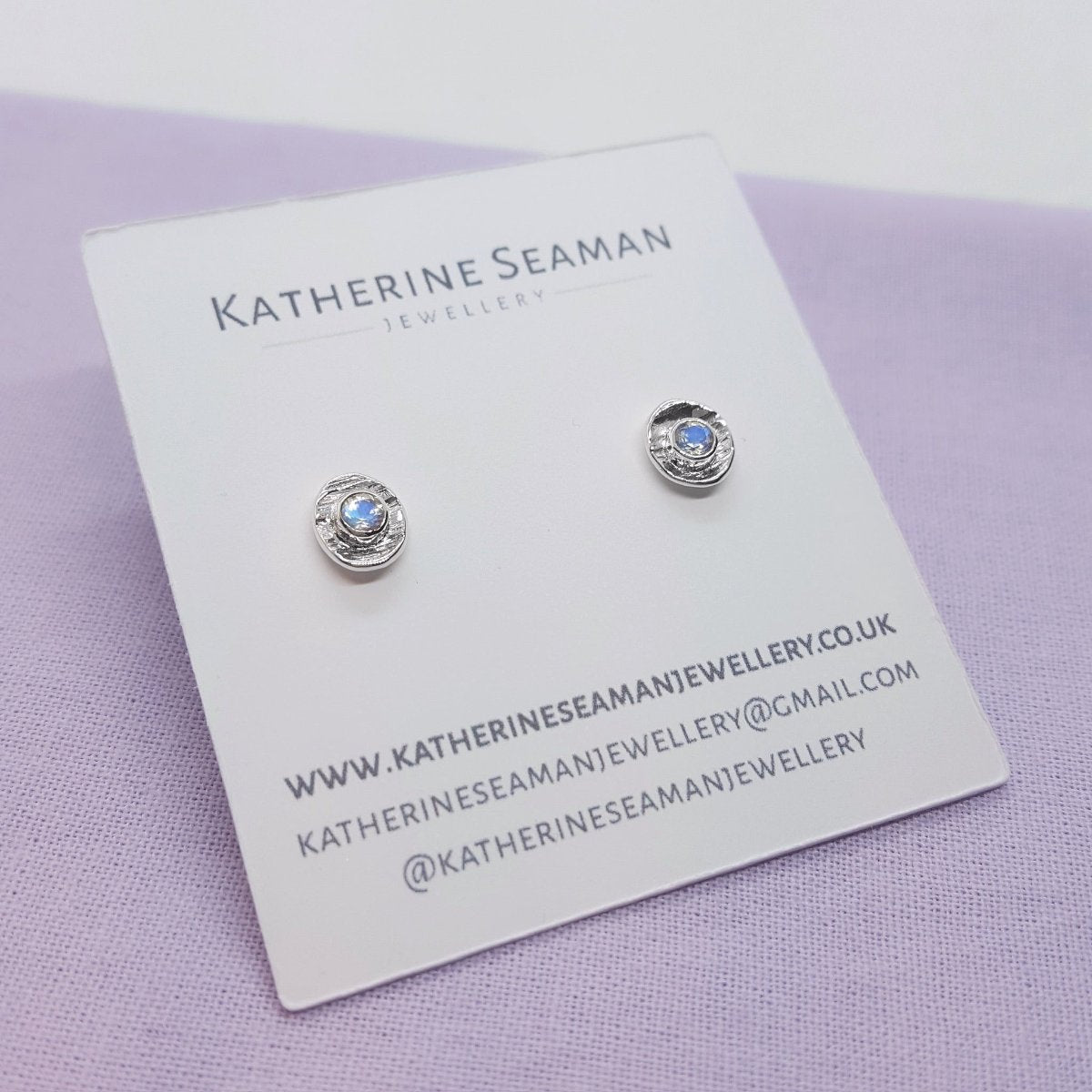 Handmade Moonstone and Silver Earrings - Katherine Seaman Jewellery