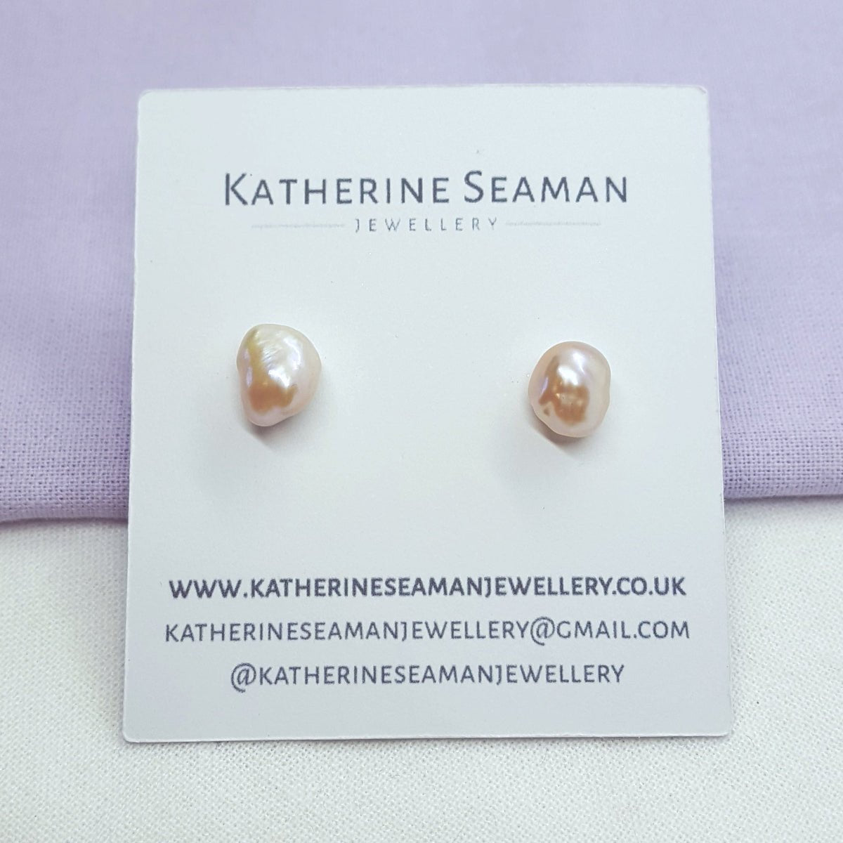 Pale Pink Keshi Pearl and Silver Earrings - Katherine Seaman Jewellery