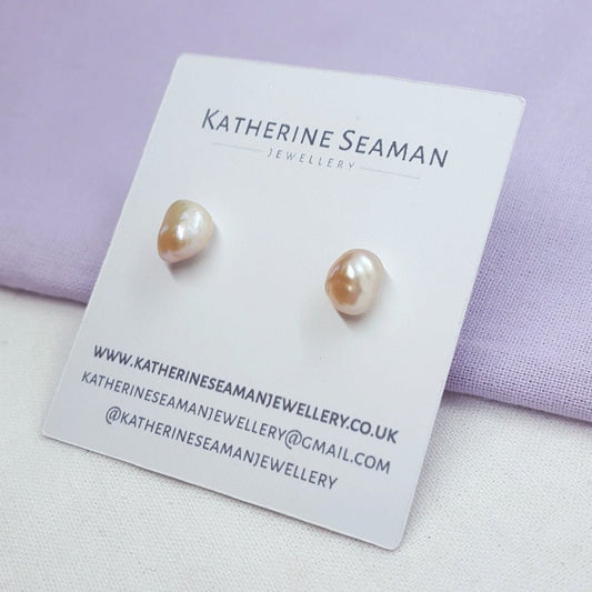 Pale Pink Keshi Pearl and Silver Earrings - Katherine Seaman Jewellery