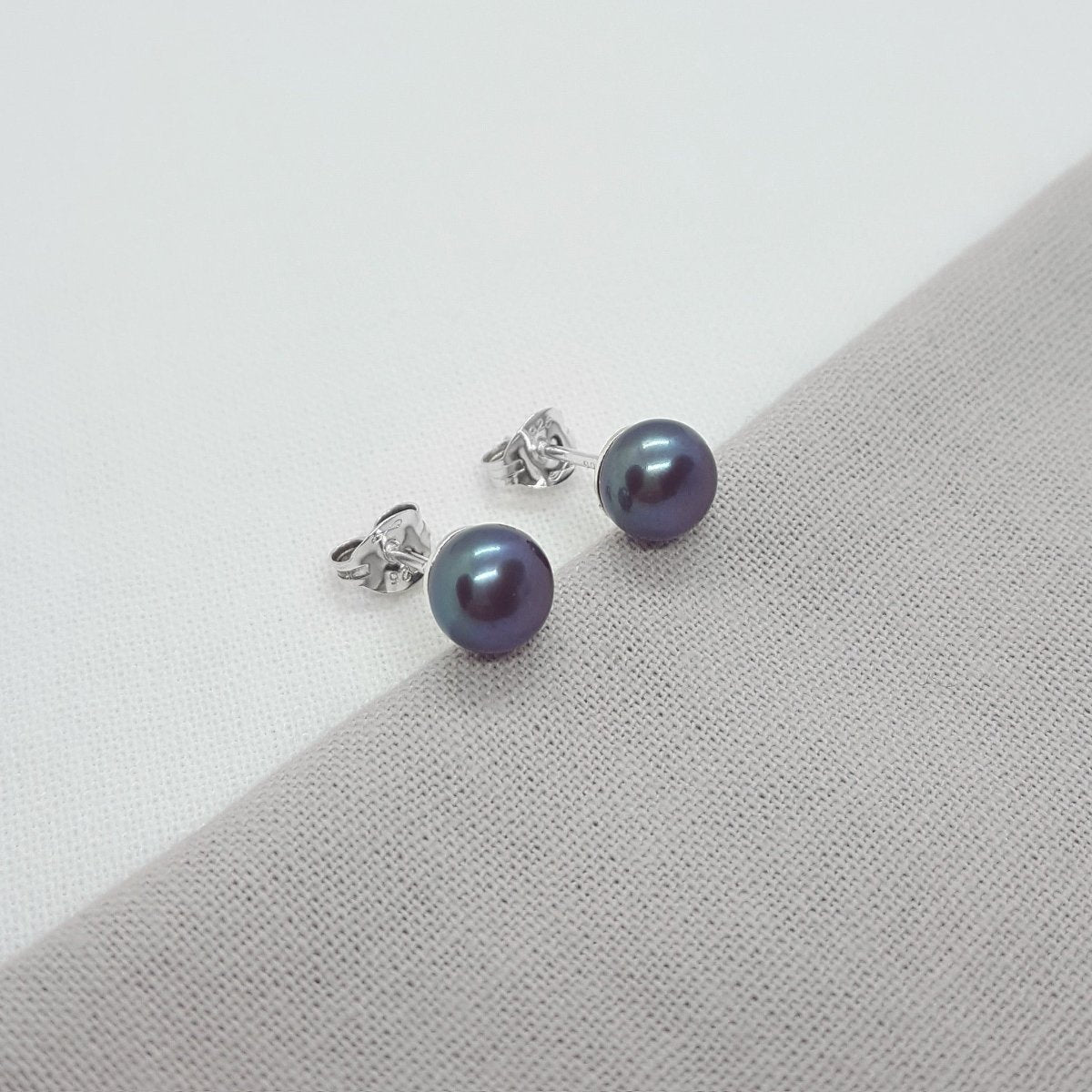 Large Peacock Pearl and Silver Earrings - Katherine Seaman Jewellery