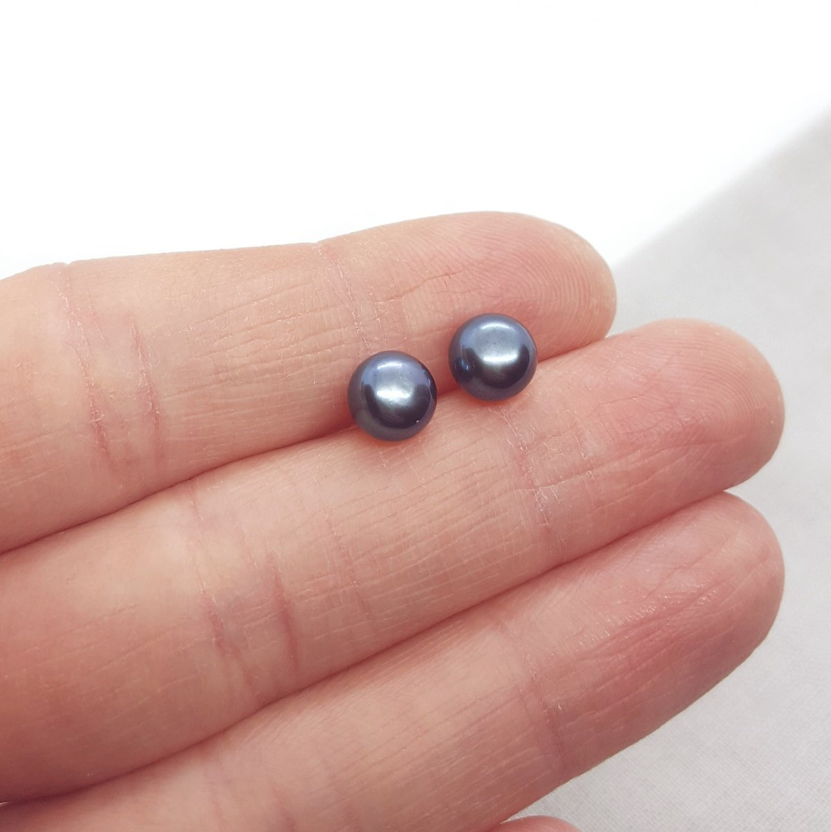 Large Peacock Pearl and Silver Earrings - Katherine Seaman Jewellery