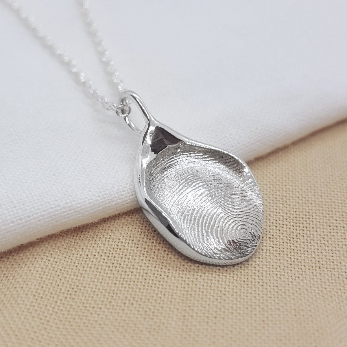 silver handmade fingerprint necklace