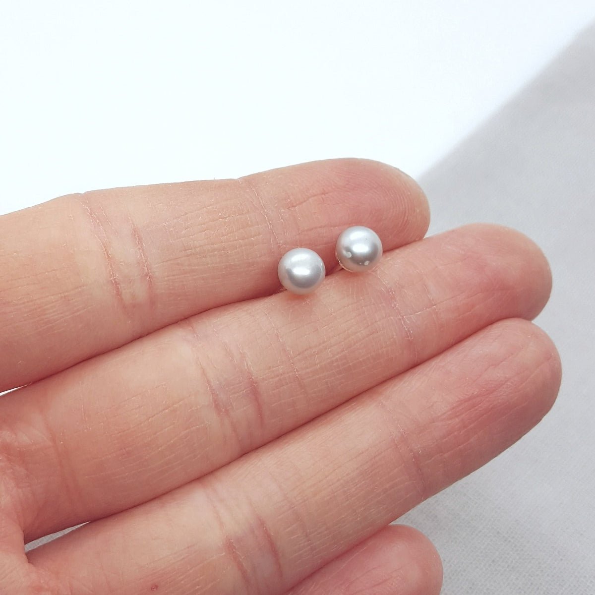 Small Grey Pearl and Silver Earrings - Katherine Seaman Jewellery