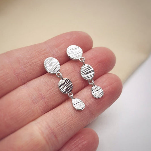 Medium Handmade Silver Textured Drops - Katherine Seaman Jewellery