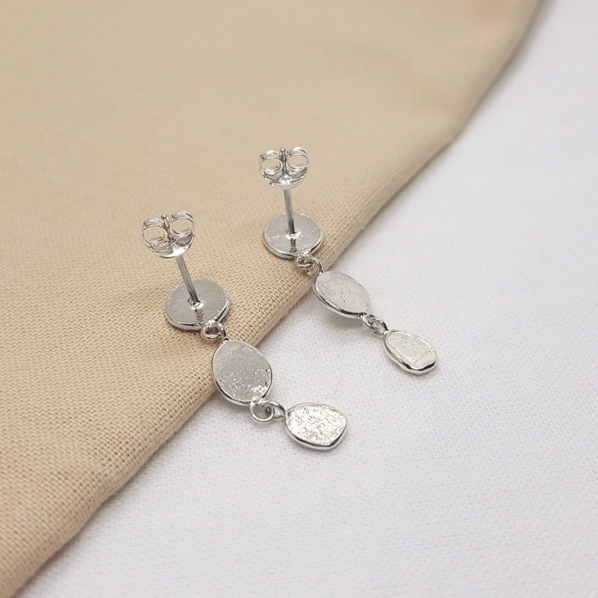 Medium Handmade Silver Textured Drops - Katherine Seaman Jewellery