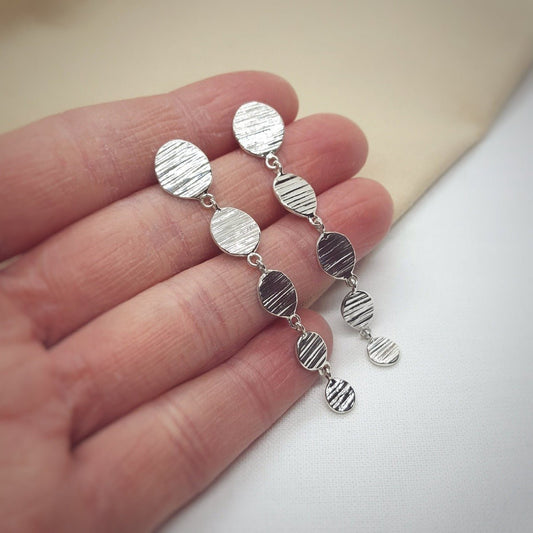 Maxi Handmade Silver Textured Drops - Katherine Seaman Jewellery
