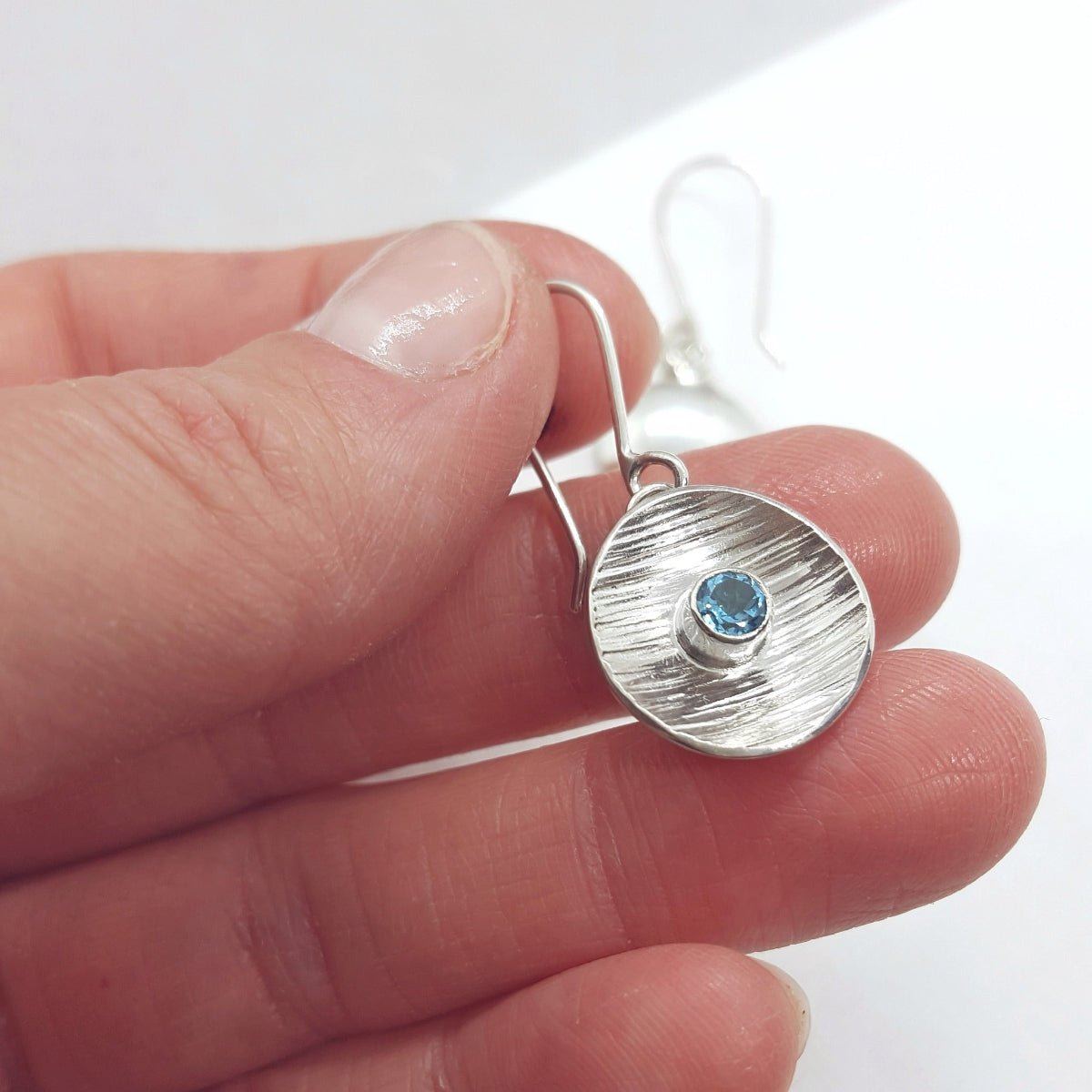 Swiss Blue Topaz and Silver Drop Earrings - Katherine Seaman Jewellery
