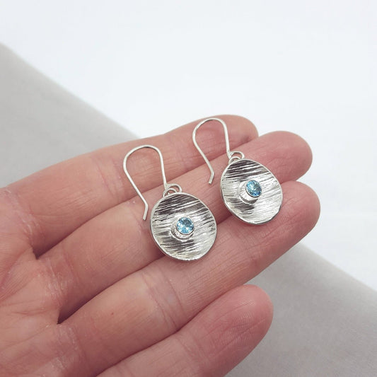 Swiss Blue Topaz and Silver Drop Earrings - Katherine Seaman Jewellery