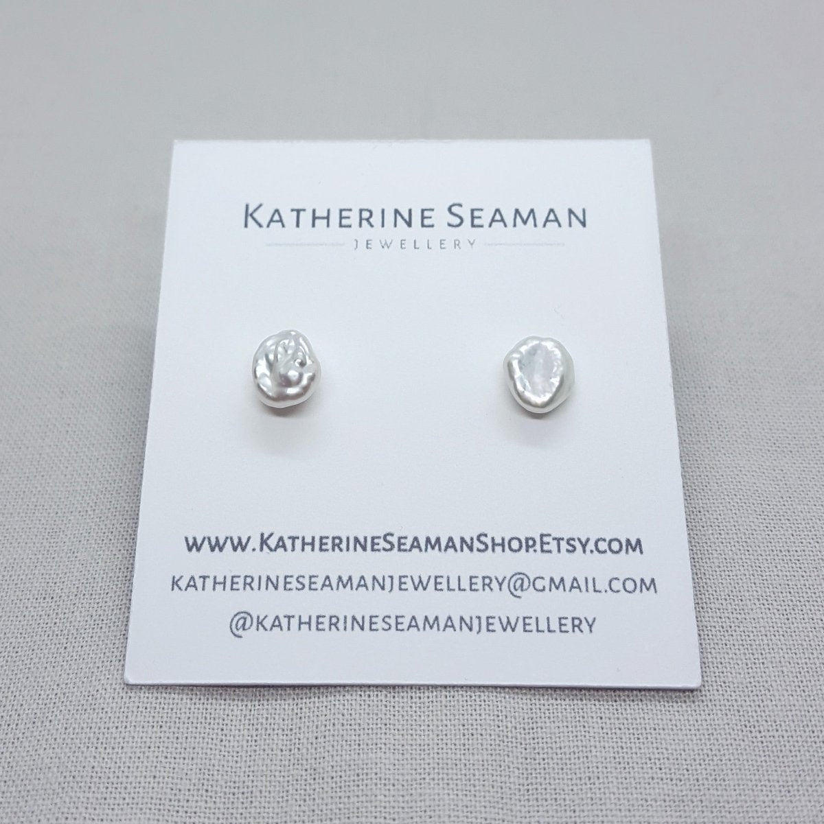 White Keshi Pearl and Silver Earrings - Katherine Seaman Jewellery