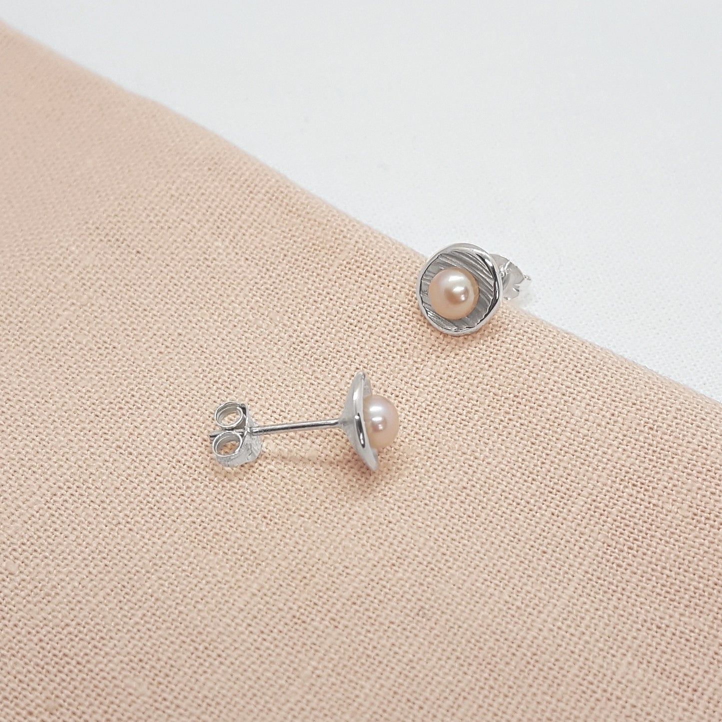 Small Peacock Pearl and Silver Earrings