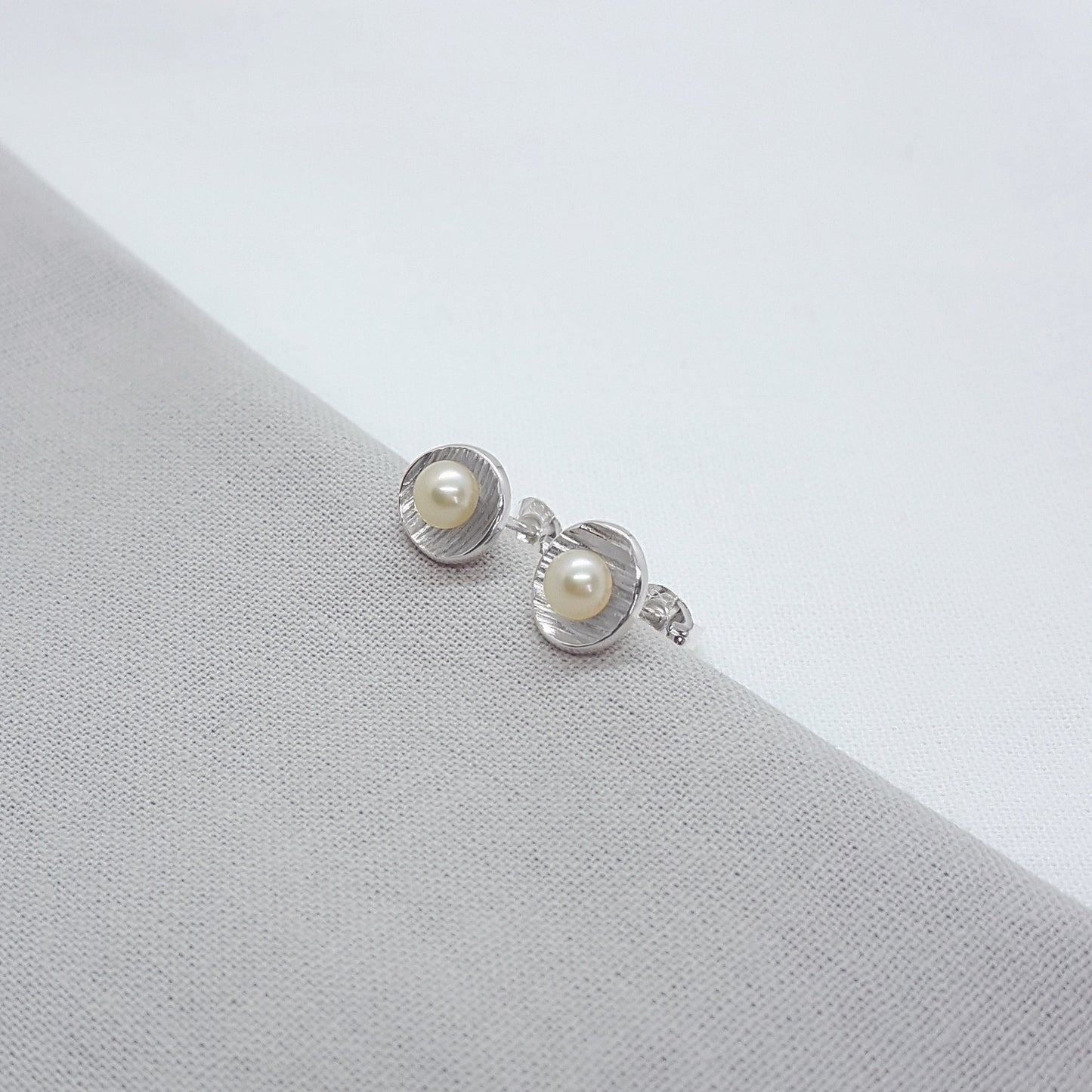 Small Peacock Pearl and Silver Earrings
