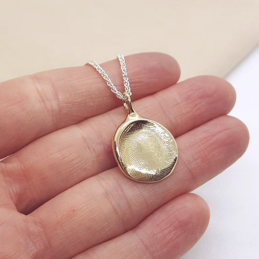 solid 9ct yellow gold fingerprint pendant