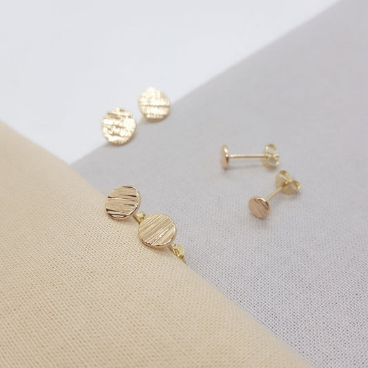Small Handmade Gold Textured Studs - Katherine Seaman Jewellery