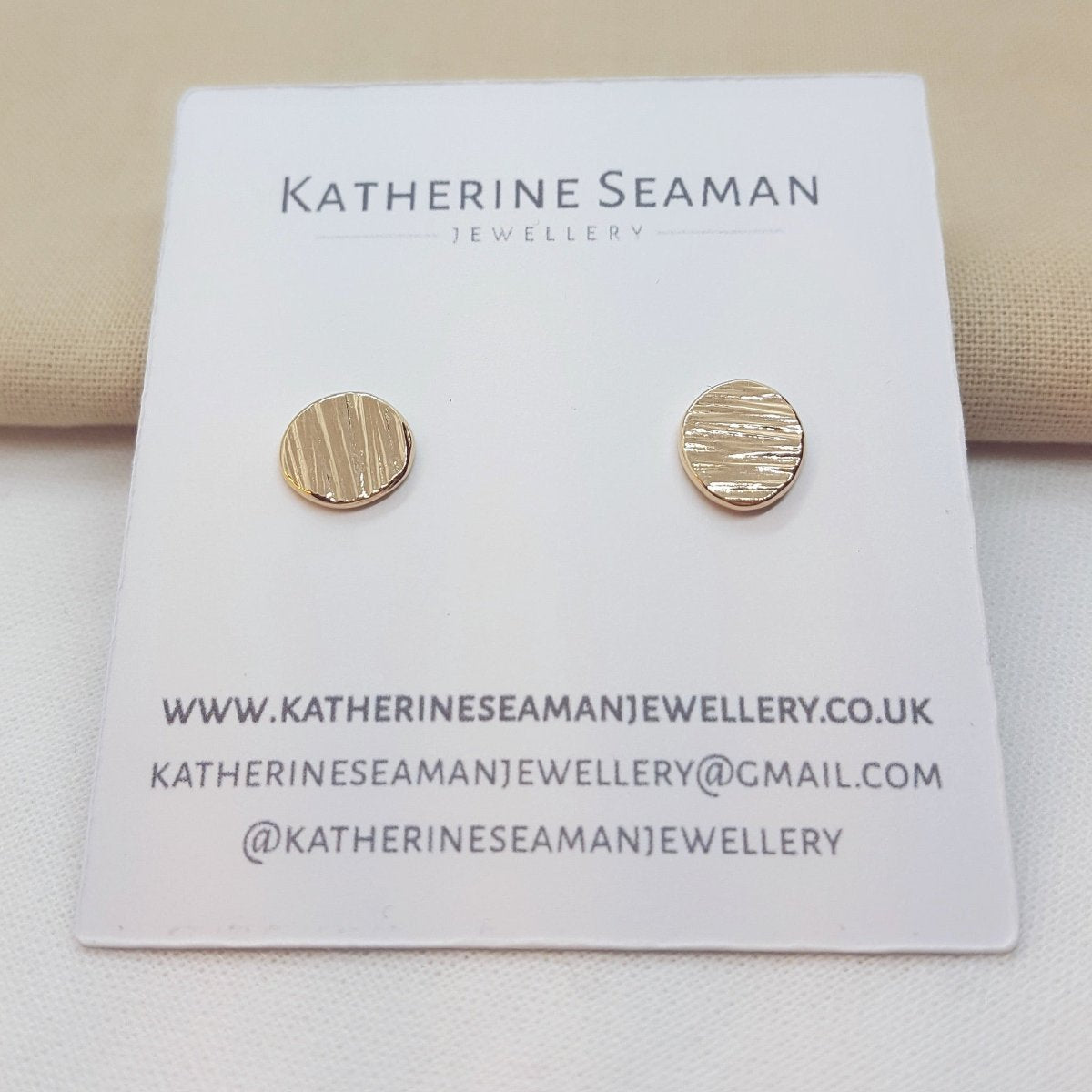 9ct yellow gold large textured earrings. Handmade jewellery in Kent